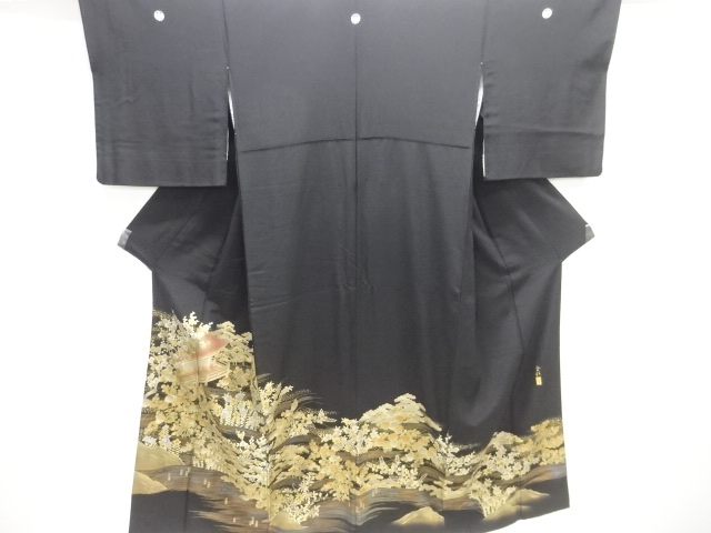 JAPANESE KIMONO / TOMESODE / KINSAI / FLORAL PLANTS / ARTIST WORK